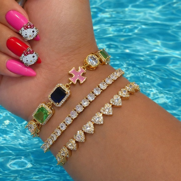 Jewelry - Gold heart and Multicolor Bracelet 3 piece Set